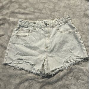 Cotton On High Rise Mom Shorts Off White Size 10